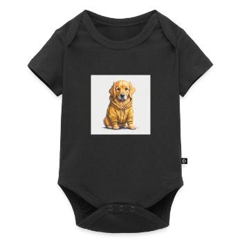 Golden Retriever im Hoodie. - Baby Premium Kurzarmbody - Schwarz - Vorne