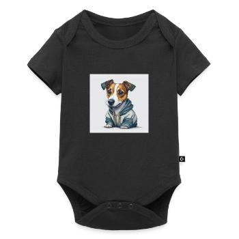 Jack Russel Terrier - Baby Premium Kurzarmbody - Schwarz - Vorne