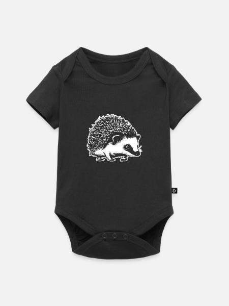Igel Wald Stachelig Tier - Baby Premium Kurzarmbody - Schwarz