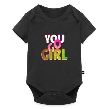 du gehst girl power frauen mädchen feminismus zitate frau - Baby Premium Kurzarmbody - Schwarz - Vorne