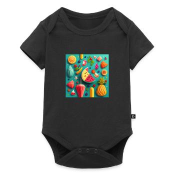 Summer Pattern - Baby Premium Kurzarmbody - Schwarz - Vorne