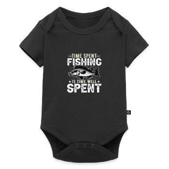 Le temps passé à pêcher est du temps bien dépensé - Body à manches courtes Premium Bébé - noir - Devant