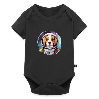 Hund als Astronaut - Baby Premium Kurzarmbody - Schwarz - Vorne