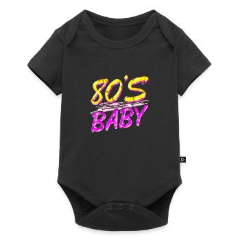 80s retro vintage funny 70s nostalgia music love - Baby Premium short-sleeve bodysuit - black - Front