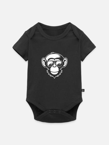 Affe Affen Affengesicht Dschungel - Baby Premium Kurzarmbody - Schwarz
