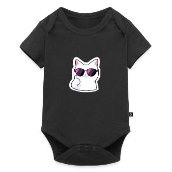 Rockende Katze mit Sonnenbrille 2 - Baby Premium Kurzarmbody - Schwarz - Vorne