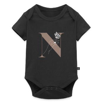 letter n magic butterfly - Baby Premium short-sleeve bodysuit - black - Front