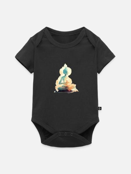 Yoga Padmasana - Baby Premium Kurzarmbody - Schwarz