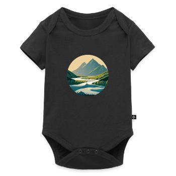 Mountains with River Nature Illustration/Grafik - Baby Premium short-sleeve bodysuit - black - Front