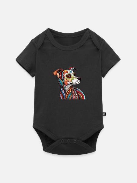 Zentangle-Hund - Baby Premium Kurzarmbody - Schwarz