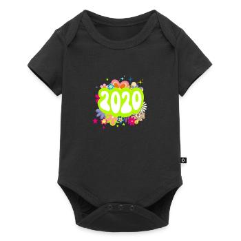 Année 2020 anniversaire Groovy floral - Body à manches courtes Premium Bébé - noir - Devant