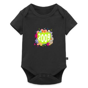 Année 2009 anniversaire Groovy floral - Body à manches courtes Premium Bébé - noir - Devant