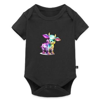 Mila, die bunte Kuh - Baby Premium Kurzarmbody - Schwarz - Vorne