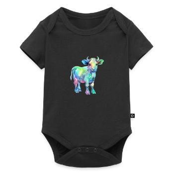 Rika the multicolored cow - Baby Premium short-sleeve bodysuit - black - Front