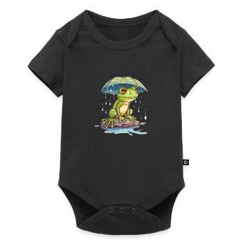 Frisch findet Schutz unter einem Regenschirm - Baby Premium Kurzarmbody - Schwarz - Vorne