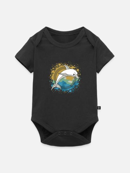 Delfin - Baby Premium Kurzarmbody - Schwarz