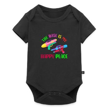 La Base est mon endroit heureux | Lecteur de laser tag - Body à manches courtes Premium Bébé - noir - Devant