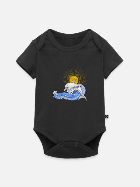 Delfin - Baby Premium Kurzarmbody - Schwarz
