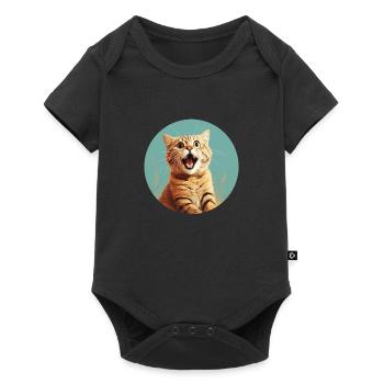 Süße junge Katze für alle Katzenfreunde - Baby Premium Kurzarmbody - Schwarz - Vorne