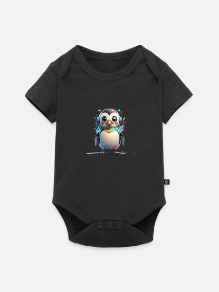 Roboter Pinguin - Baby Premium Kurzarmbody - Schwarz