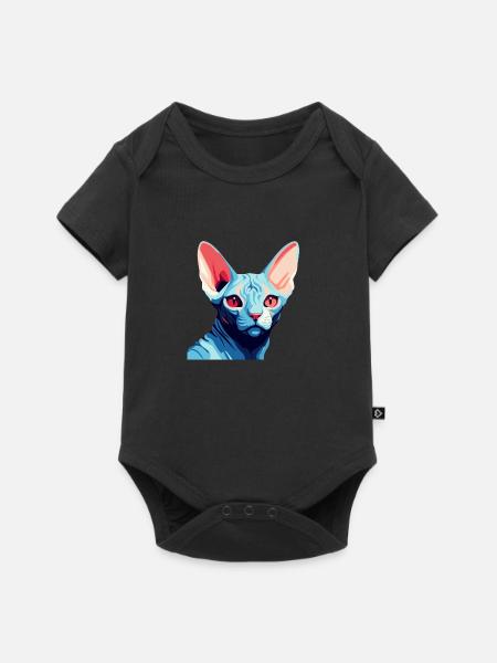Blaue Katze - Baby Premium Kurzarmbody - Schwarz