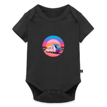 Caravane sur la plage au coucher du soleil - Body à manches courtes Premium Bébé - noir - Devant
