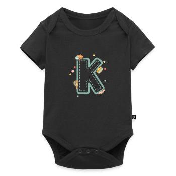 Buchstabe k Fahrzeug - personalisiertes Kindergeschenk - Baby Premium Kurzarmbody - Schwarz - Vorne