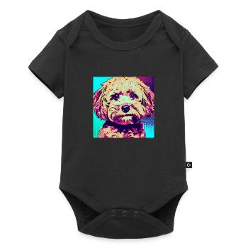 Pudel Kreuz Pop Art - Baby Premium Kurzarmbody - Schwarz - Vorne