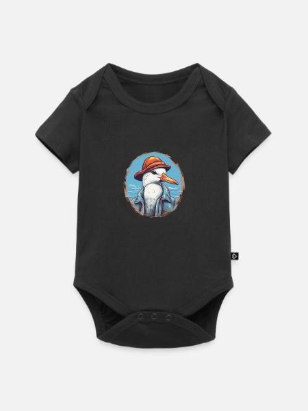 Möwe - Baby Premium Kurzarmbody - Schwarz