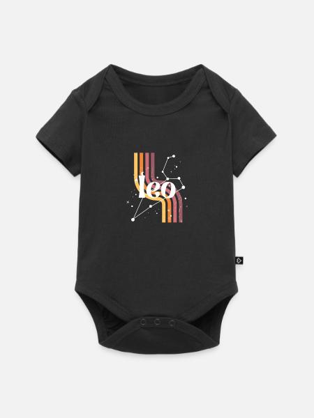 Löwe-Retro-Horoskop - Baby Premium Kurzarmbody - Schwarz
