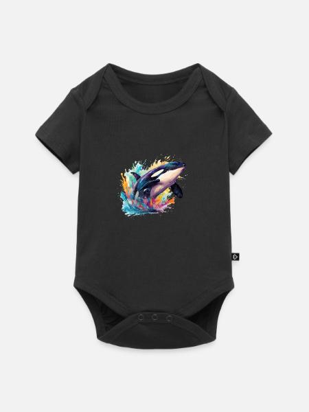 der bunte Orca-Wahl - Baby Premium Kurzarmbody - Schwarz
