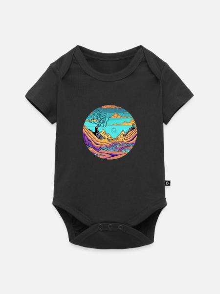Sonnenaufgang im Psychedelic Valley - Baby Premium Kurzarmbody - Schwarz