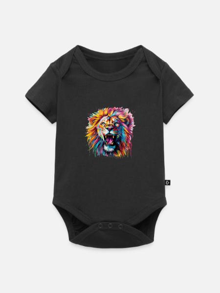 bunte Mähne - Baby Premium Kurzarmbody - Schwarz
