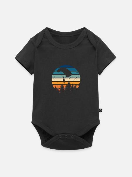 Retro-Fallschirm - Baby Premium Kurzarmbody - Schwarz