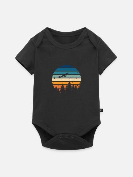 Retro-Flugzeuge - Baby Premium Kurzarmbody - Schwarz