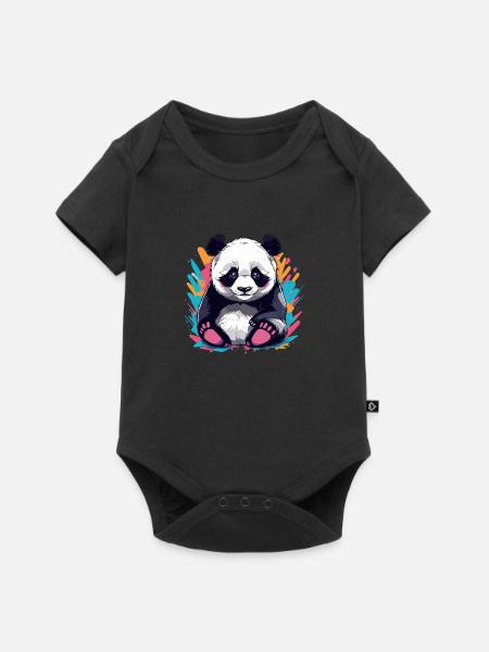 Niedlicher Panda - Baby Premium Kurzarmbody - Schwarz