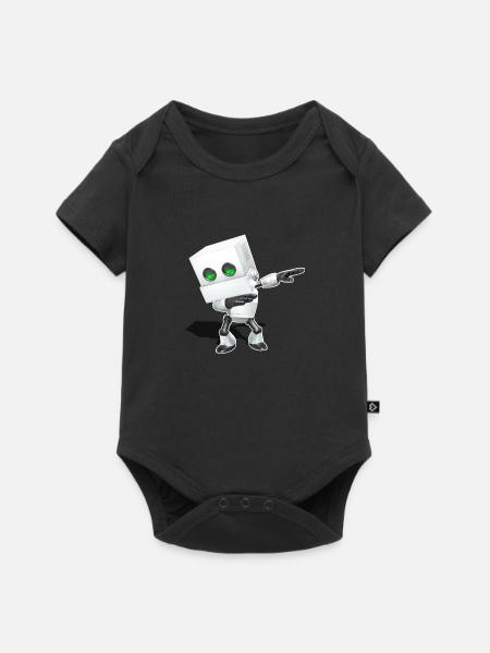 Dabbing Chibi Roboter - Baby Premium Kurzarmbody - Schwarz