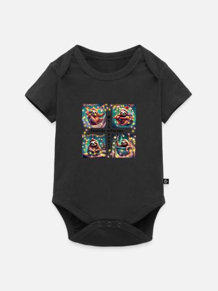 Weihnachts - Faultier, Ugly-Christmas - Baby Premium Kurzarmbody - Schwarz