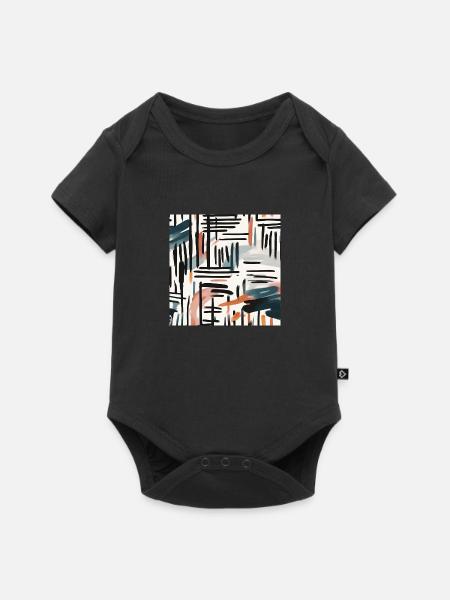 modernes Pinseldesign - Baby Premium Kurzarmbody - Schwarz