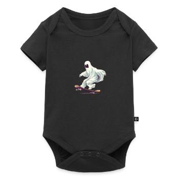 Cool Cartoon Halloween Ghost on his Skateboard - Baby Premium short-sleeve bodysuit - black - Front