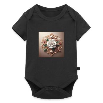 Fleur blanche - Body à manches courtes Premium Bébé - noir - Devant