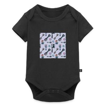 Kolbenmuster Kolben - Baby Premium Kurzarmbody - Schwarz - Vorne