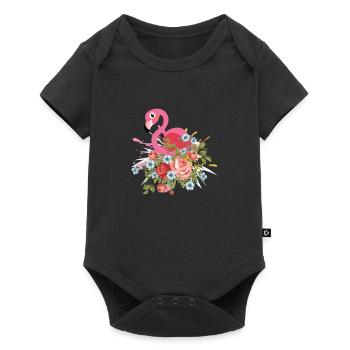 Flamingo Floral design T Shirt - Baby Premium short-sleeve bodysuit - black - Front