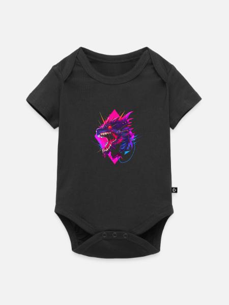 Synthwave Dragon - Baby Premium Kurzarmbody - Schwarz