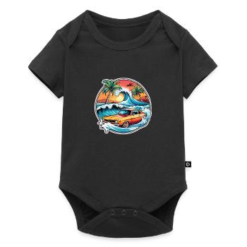Surfen Strand Palme Sonnenschein Urlaub - Baby Premium Kurzarmbody - Schwarz - Vorne