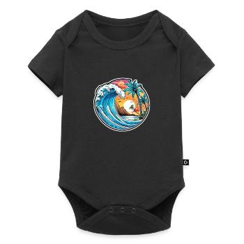 surf plage palmier soleil vacances - Body à manches courtes Premium Bébé - noir - Devant