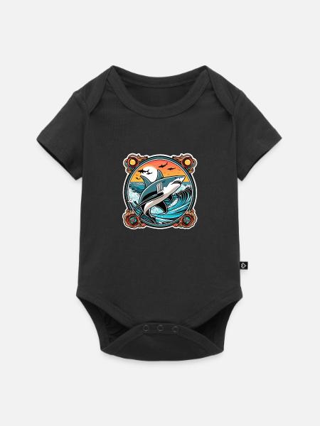 Hai & Sonnenuntergang - Baby Premium Kurzarmbody - Schwarz