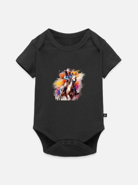 , Westernpferd - Baby Premium Kurzarmbody - Schwarz