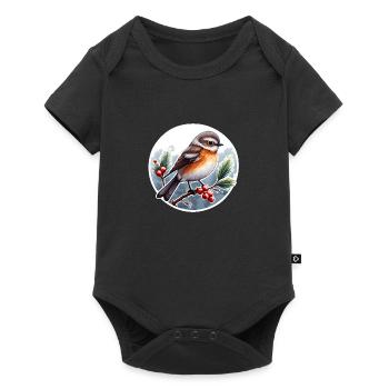 Oiseau d’hiver - Body à manches courtes Premium Bébé - noir - Devant