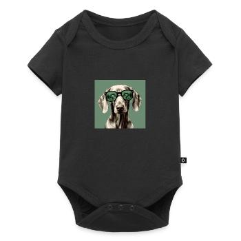 Weimaraner Cool - Weimaraner Hund - Baby Premium Kurzarmbody - Schwarz - Vorne